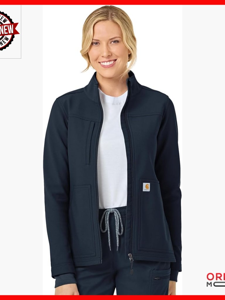 Women's Medical Scrub Jacket Long Sleeve Fleece Water Resistant Modern Fit